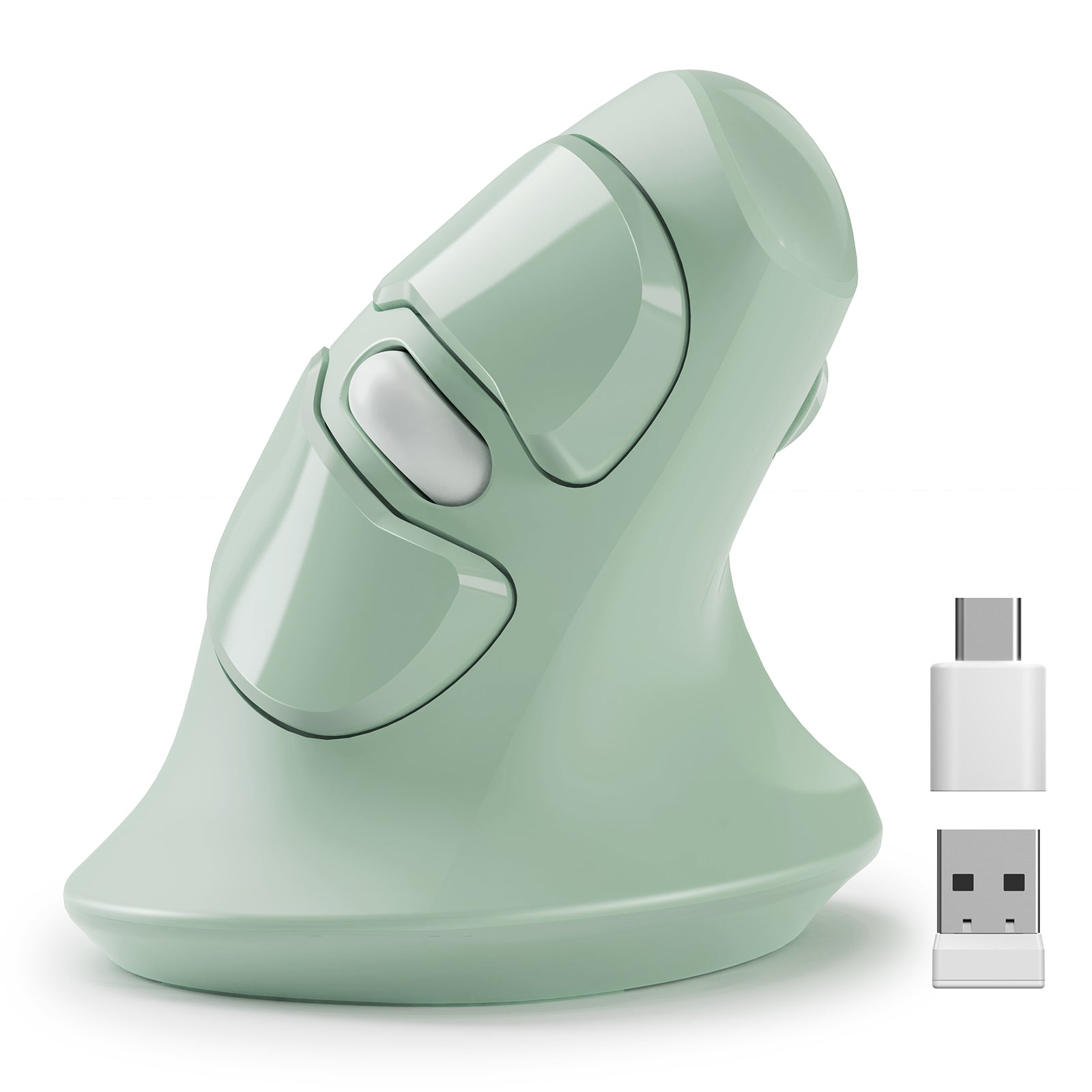 USB-C USB-A Dual Receivers Vertical Wireless Computer Mouse green