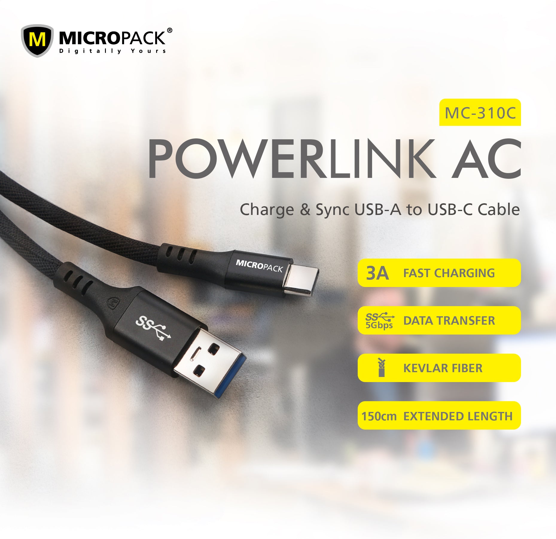 Wholesale USB A to USB C Cable MICROPACK MC-310C