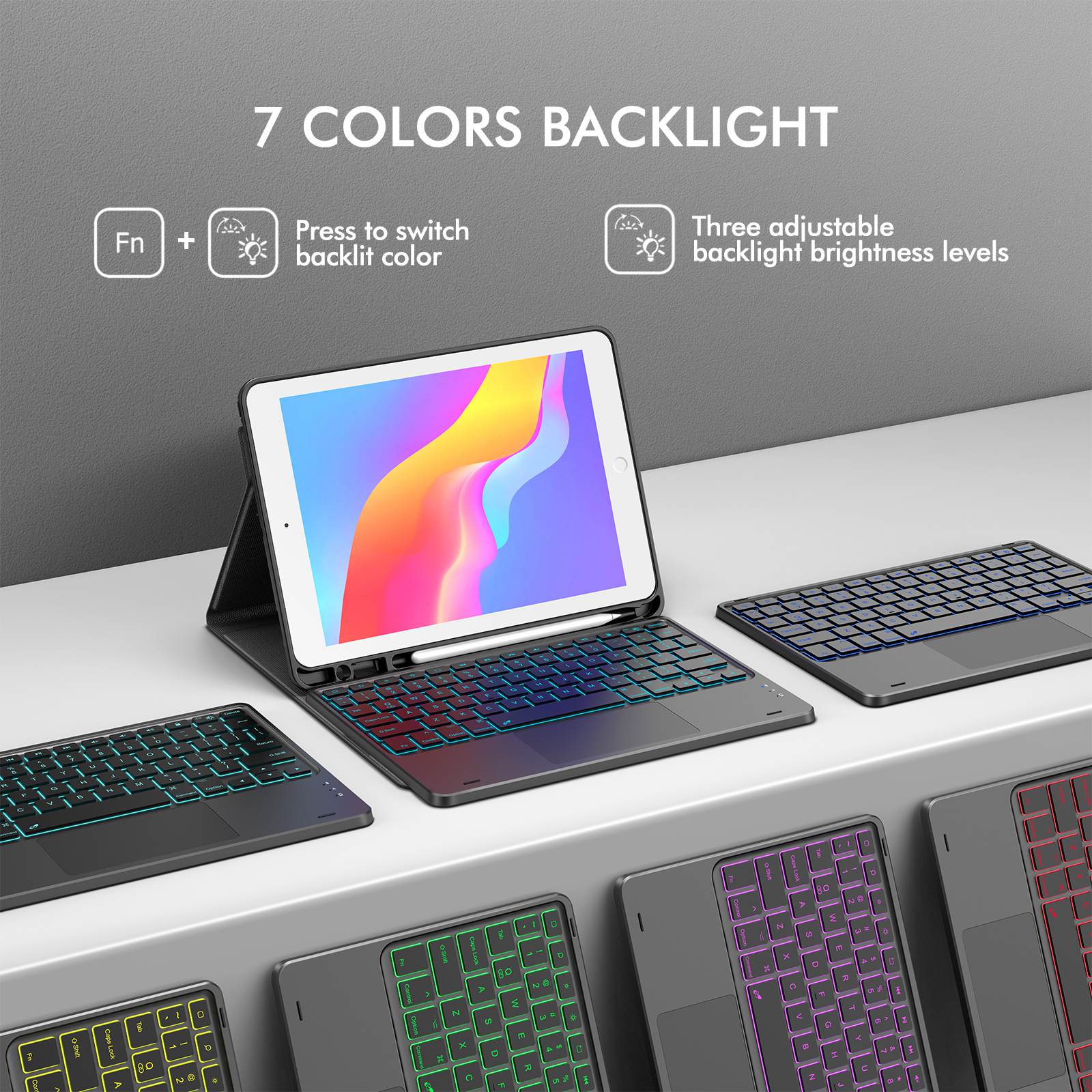 Tablet Case with Keyboard Smart Touchpad Detachable Keyboard