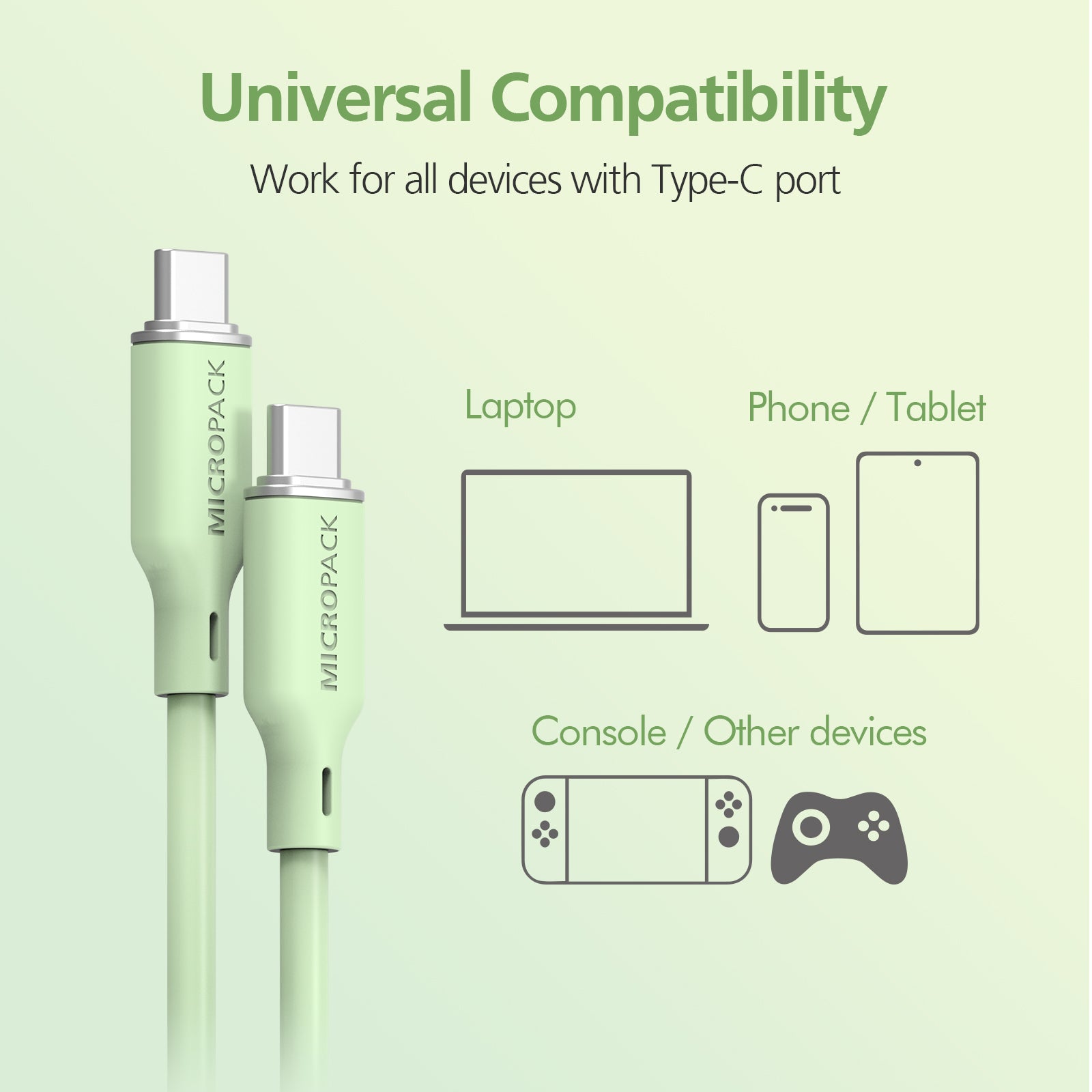 USB-C to USB-C Soft Silicone Cable MC-C60