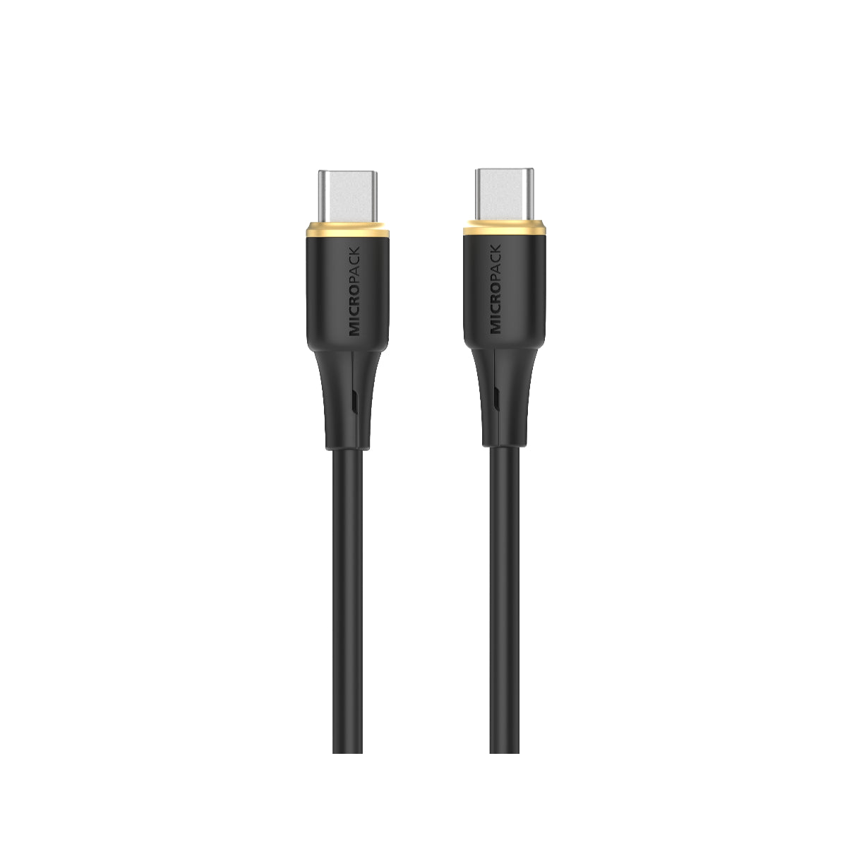 Two black USB-C cables with gold connectors on a white background