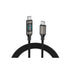 Black USB Type-C cable with digital display on a white background