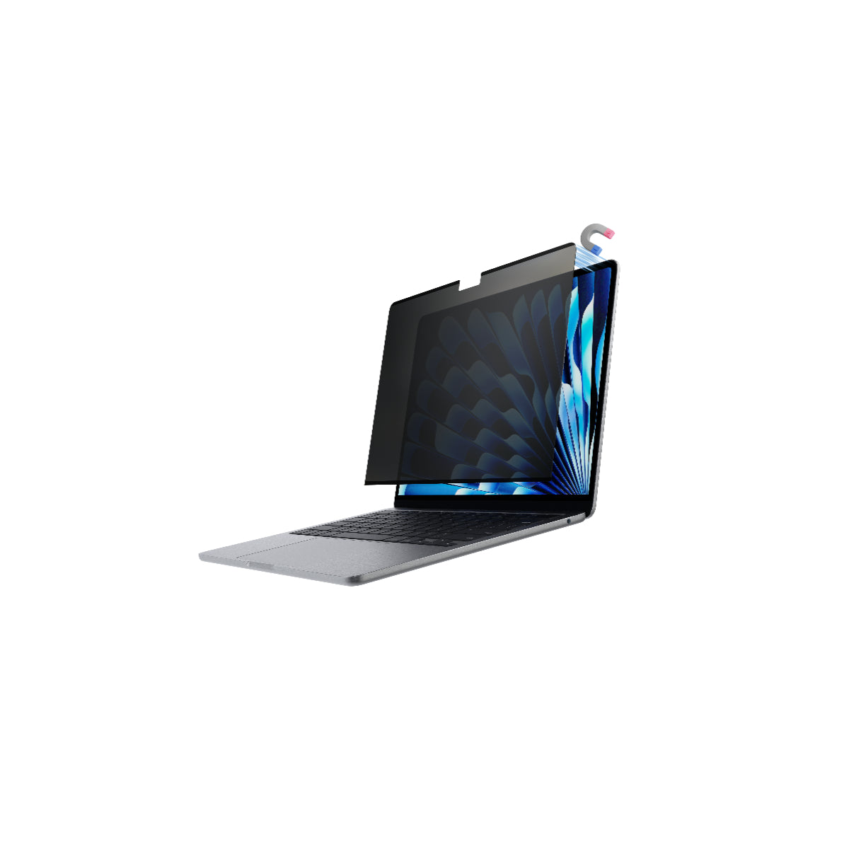 Laptop with a screen protector on a white background