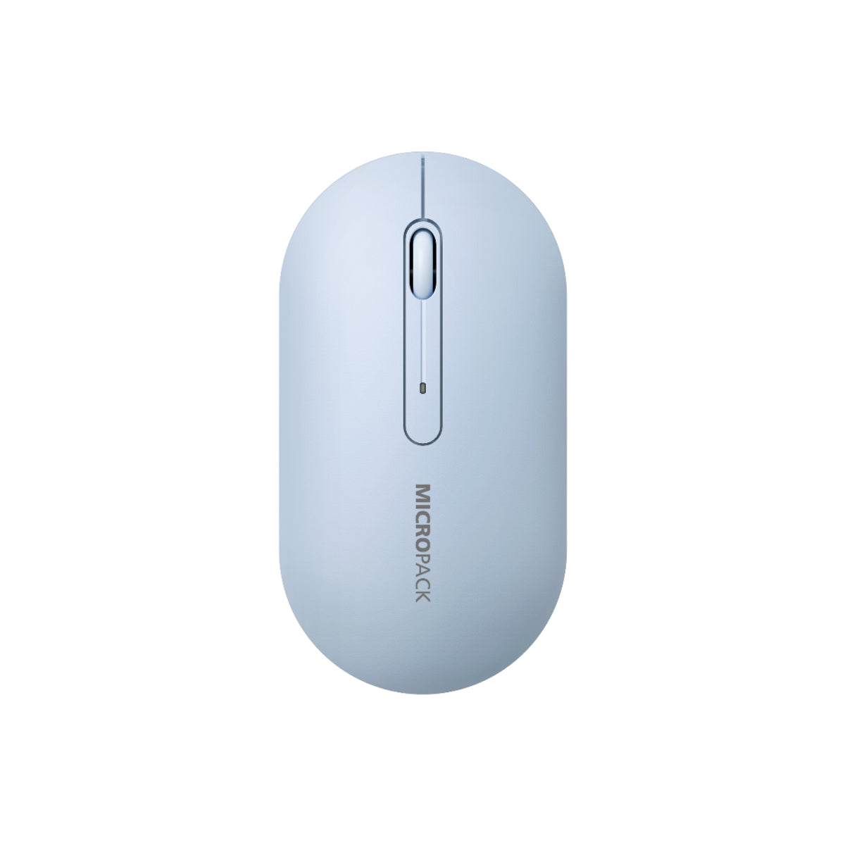 Light blue computer mouse with 'MICROPACK' branding on a white background