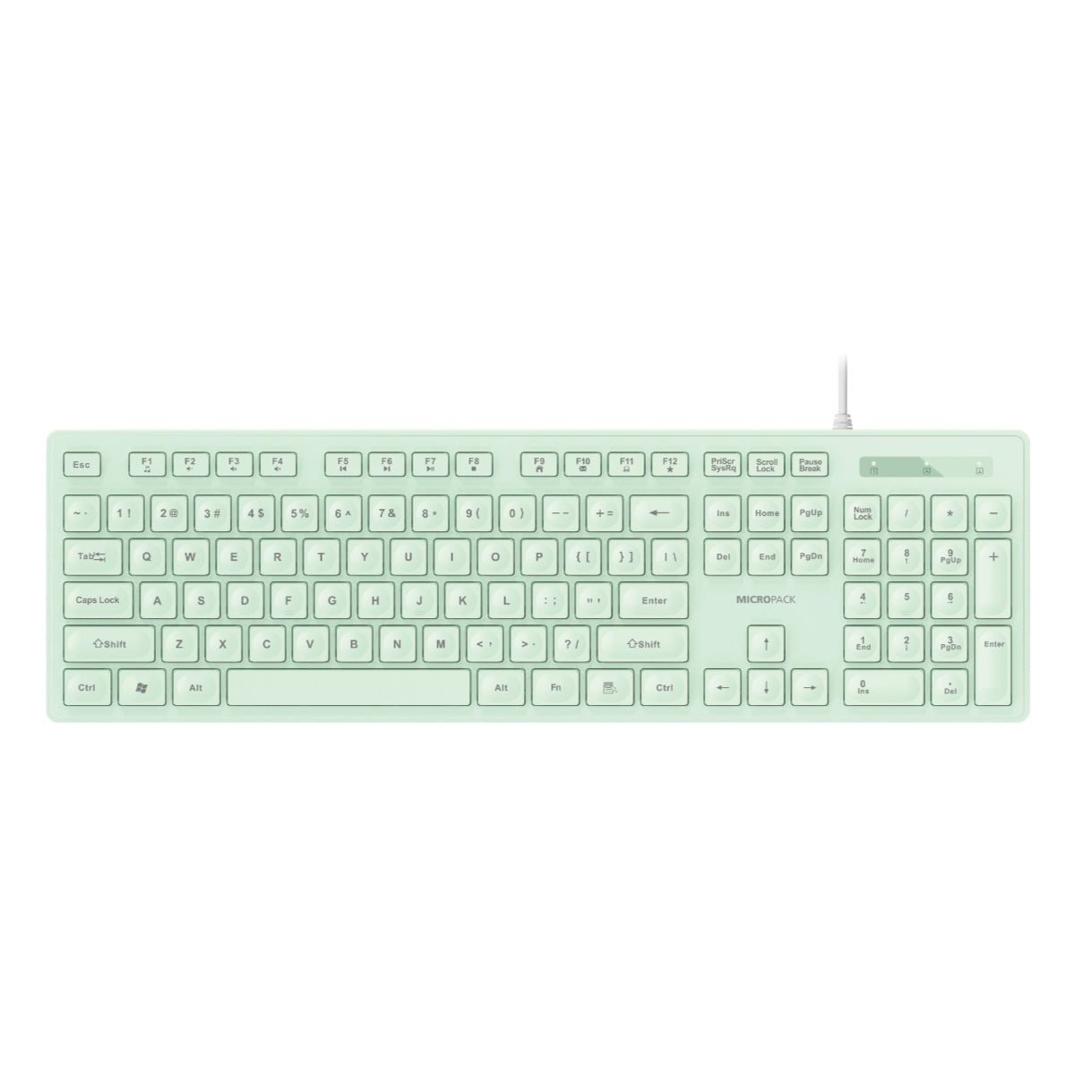 Mint green keyboard on a white background