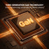 GaN technology chip on a circuit board with glowing effects