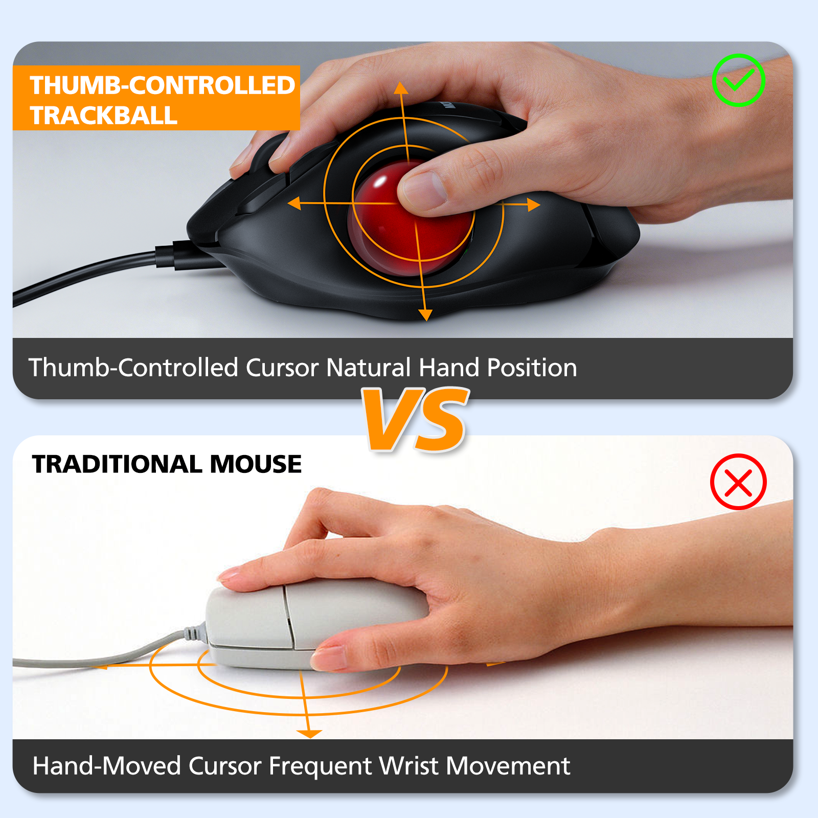 Ergonomic Wired Trackball Mouse MP-V06W