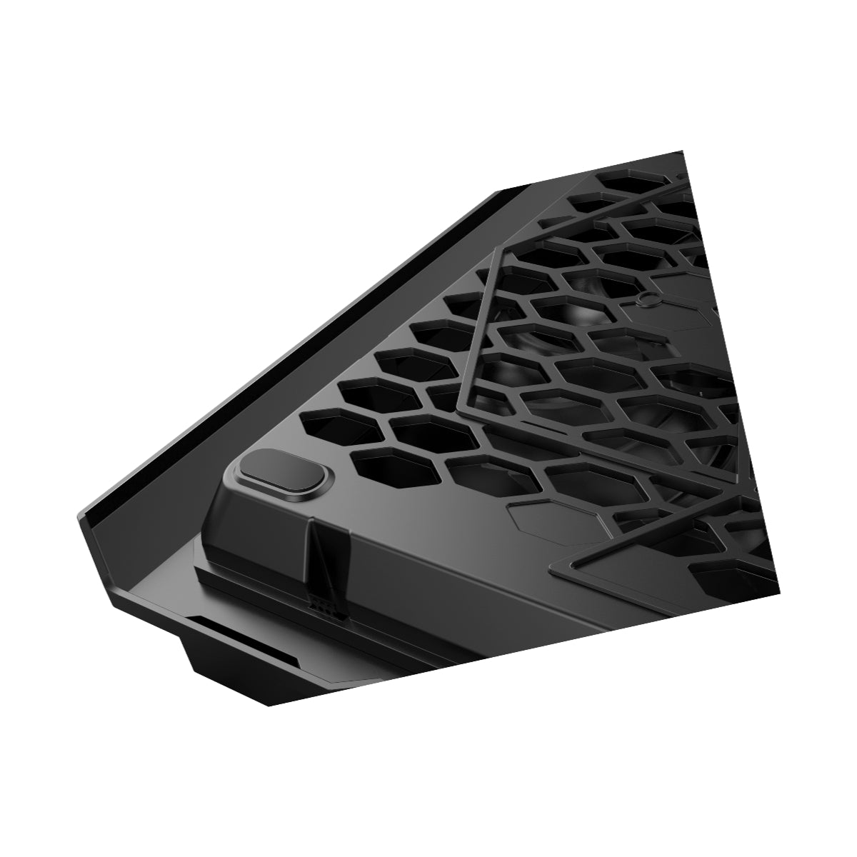Black honeycomb-patterned product on a white background