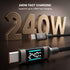 240W fast charging cable with digital display on a dark background