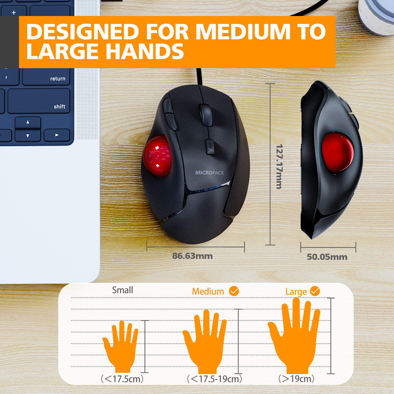 Ergonomic Wired Trackball Mouse MP-V06W