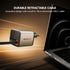 Retractable USB-C cable being plugged into a laptop with 'MICROPACK' branding.