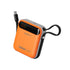 Orange power bank with digital display on a white background
