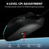 Gaming mouse with 4-level CPI adjustment feature on a dark background