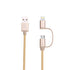 USB-A to Micro USB/Lightning 2-in-1 Charging Cables I-201 gold