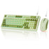 Green keyboard and mouse set on a white background