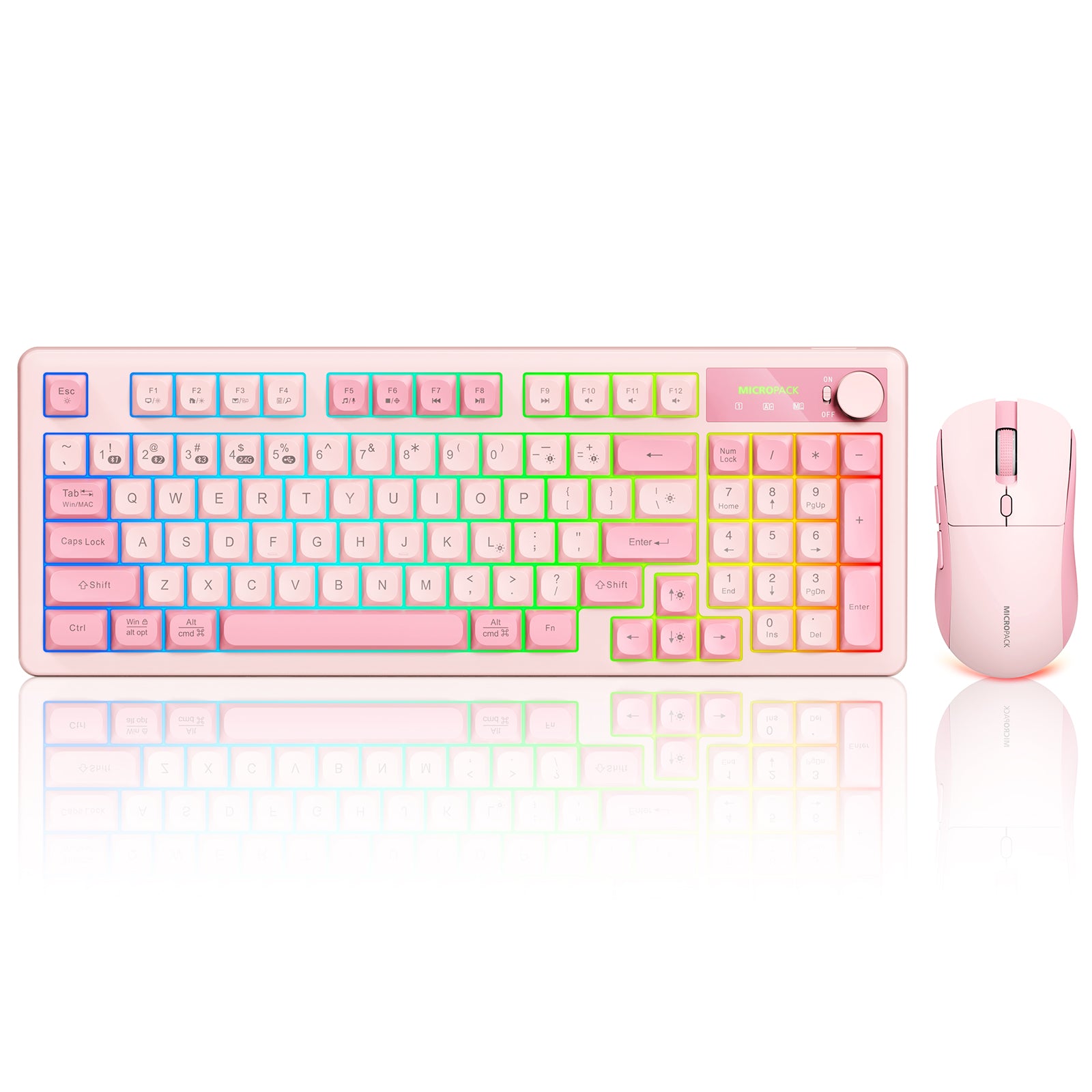 Wireless Keyboard and Mouse Combo Bluetooth/2.4ghz/Wired Rechargeable Light Up KM-270W