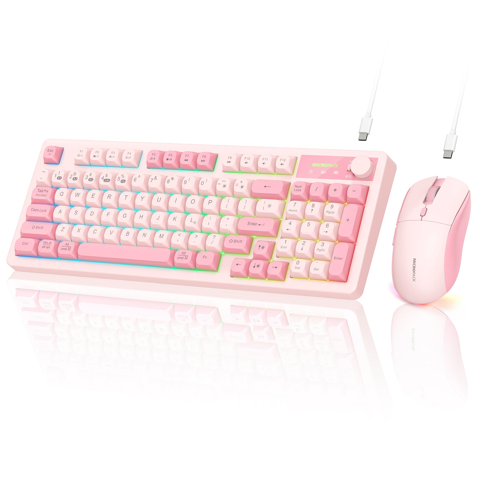 Wireless Keyboard and Mouse Combo Bluetooth/2.4ghz/Wired Rechargeable Light Up KM-270W