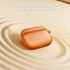 Orange case with 'MICROPACK' branding on a sandy background, featuring text about anti-smudge coating and shock-absorbing material.