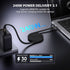 Laptop with 240W power cable and adapter on a dark surface, highlighting 240W Power Delivery 3.1 feature.