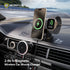 2-IN-1 Magnetic Wireless Car Mount Charger with phone and watch on a car dashboard, Micropack branding visible.