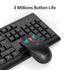 Black keyboard and mouse set with '3 Millions Button Life' text on a white background