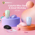 Four wireless computer mice in pastel colors (mint green, lavender, light blue, and black) displayed on colorful pastel pedestals against a pink background with the brand logo 'MICROPACK' and promotional text.