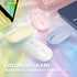 Colorful wireless mouse set on a desk with laptops and a keyboard, featuring the Micropack brand.