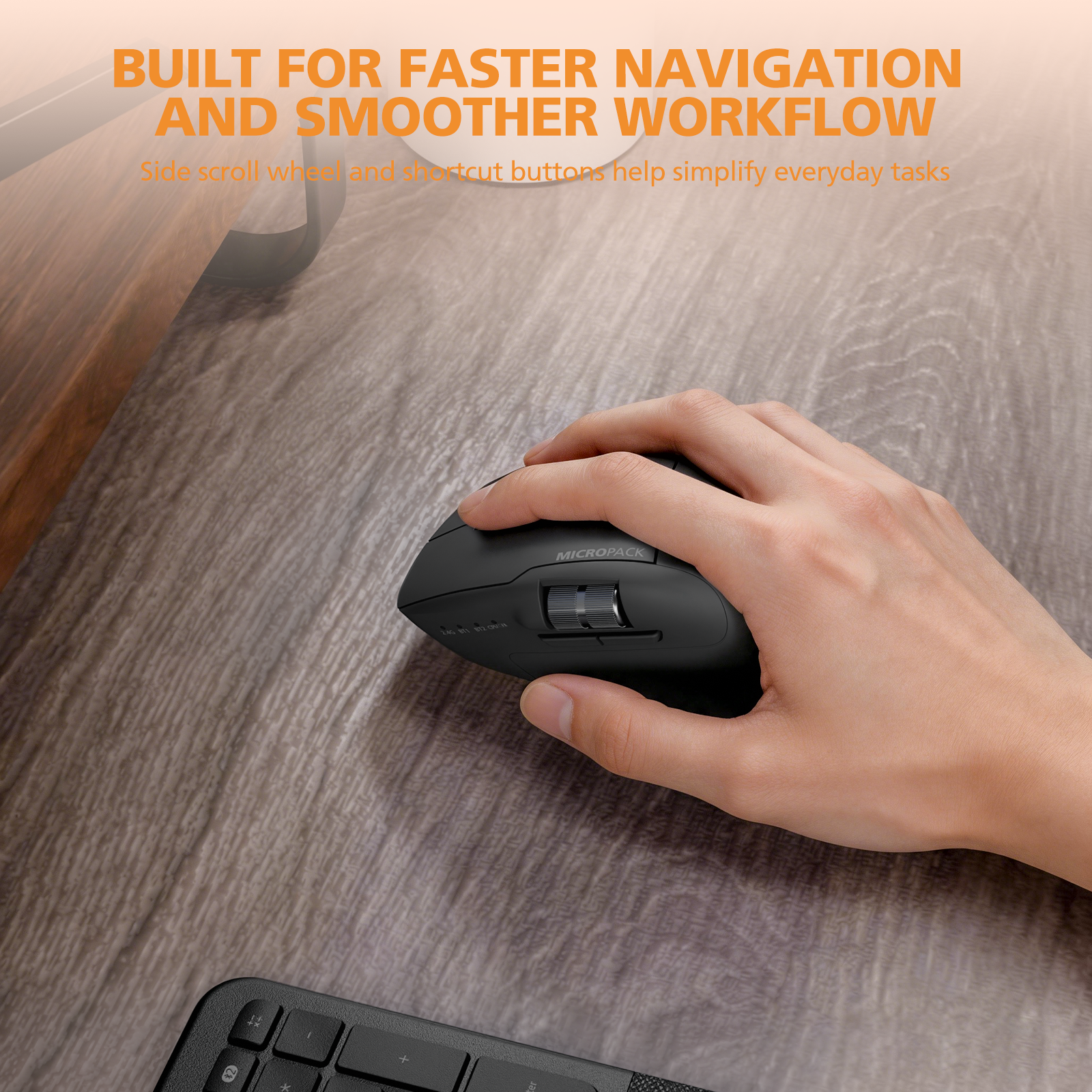 Ergonomic Bluetooth Wireless Mouse Supercapacitor Fast-Charging MP-SC01W