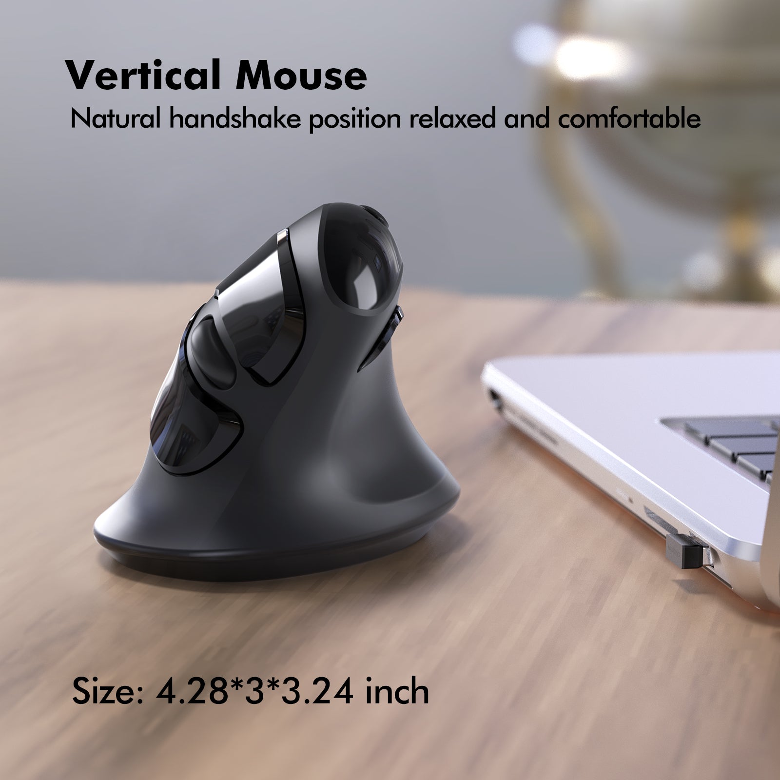 USB-C USB-A Dual Receivers Vertical Wireless Computer Mouse Micropack MP-V03W