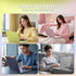 A promotional collage with the text 'EXPRESS YOUR STYLE Made for your MacBook Neo' above four lifestyle panels showing people using laptops in different settings. The laptops appear in pastel yellow-green, pink, dark blue-gray, and silver, with the models wearing yellow, pink, blue, and gray sweaters respectively.