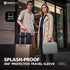 Two people with suitcases and a protective travel sleeve, Micropack branding visible.