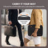 Two people carrying briefcases with a focus on a retractable handle feature.