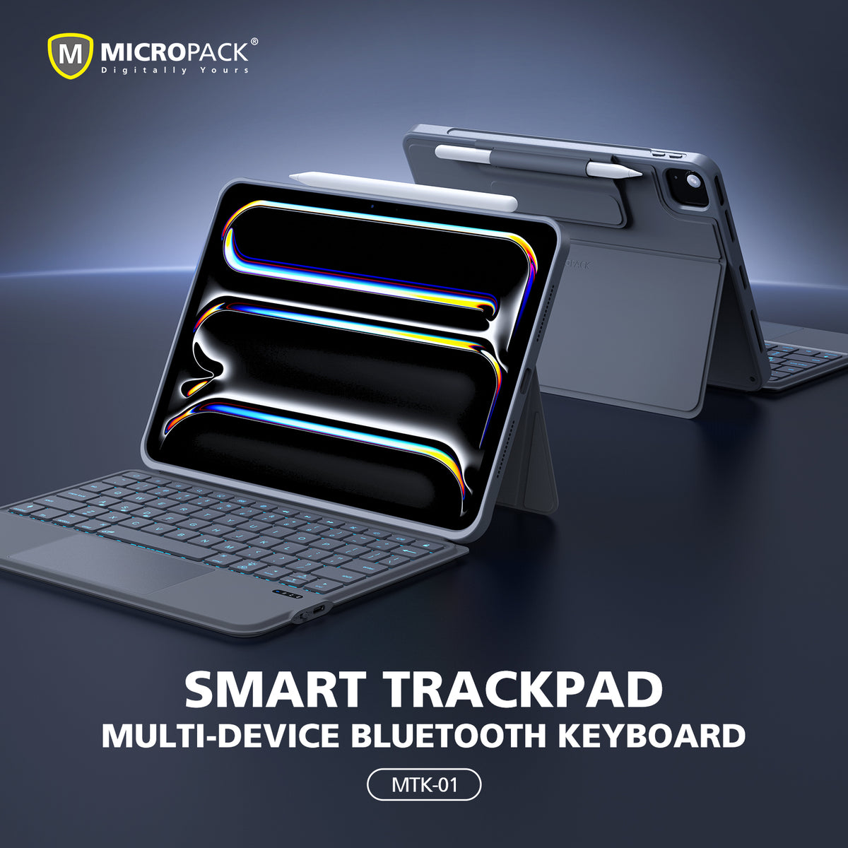 Bluetooth Tablet Keyboard with Touchpad and Detachable Case for iPad MTK-01