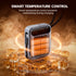 Smart temperature control device with ice cubes on a warm-toned background
