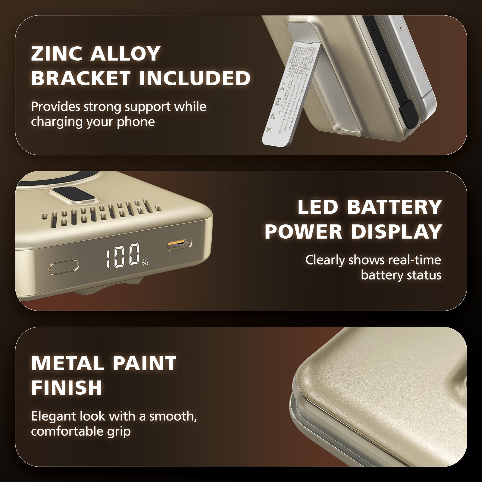 10000mAh 3 In 1 Magnetic Wireless Fast Charging Power Bank WPB-1035