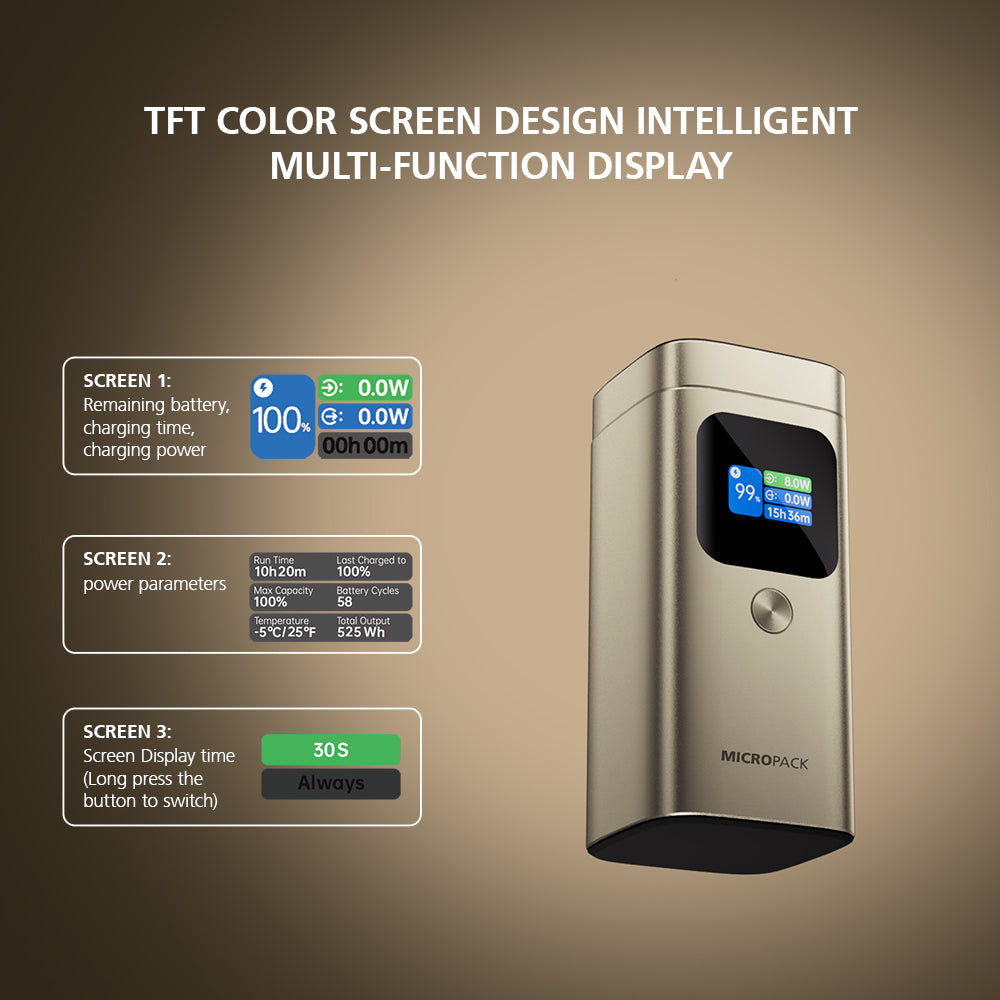 Multi-function display device with TFT color screen on a brown background