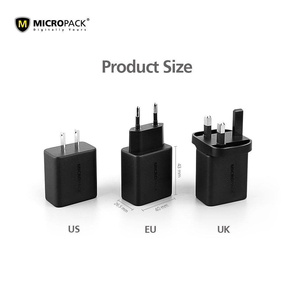 Wholesale Fast Charge Block Supply Wall Charger Dual Ports MICROPACK MWC-220PD