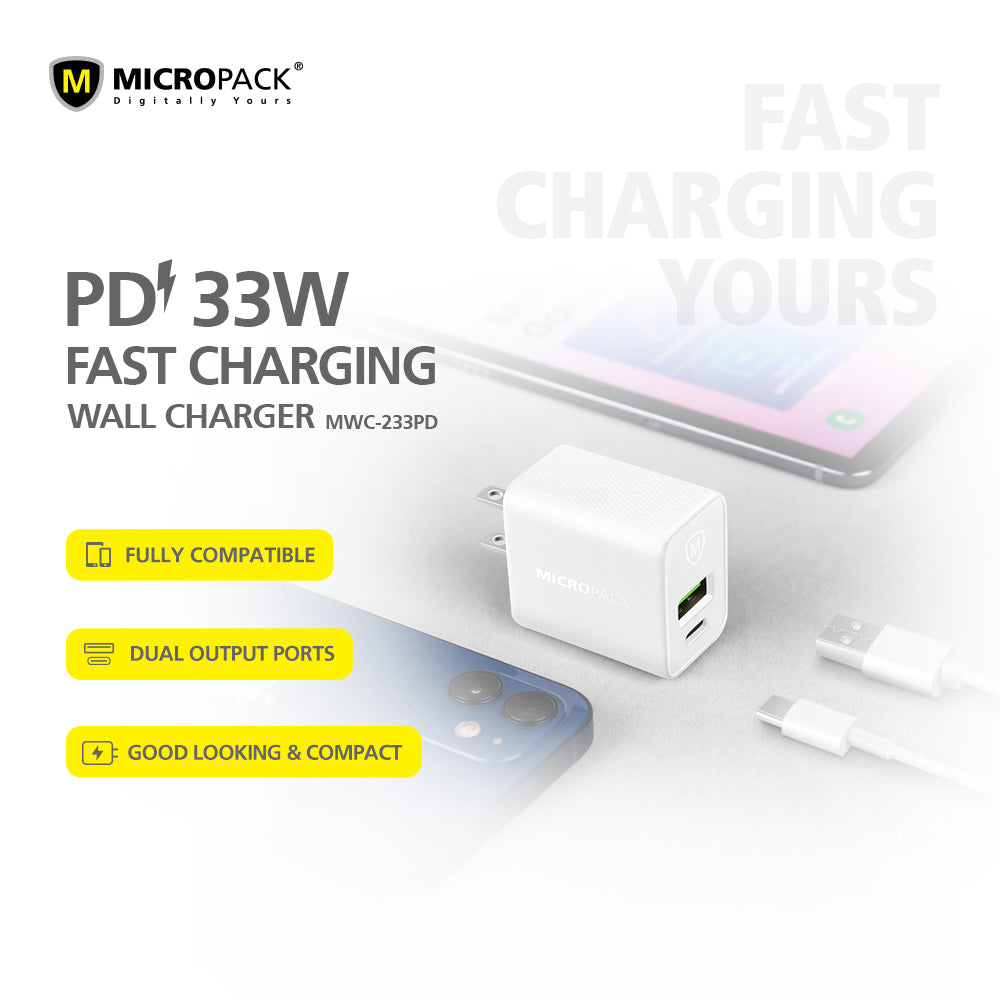 33W Fast Charging Block USB C Wall Charger Dual Port white